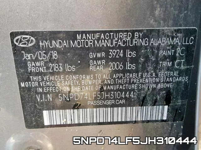 5NPD74LF5JH310444 фото 2