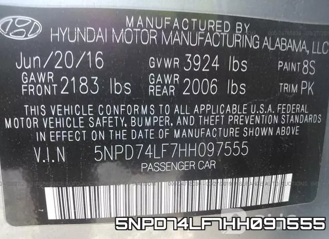 5NPD74LF7HH097555 фото 10