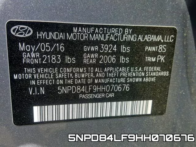 5NPD84LF9HH070676 фото 2