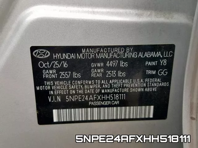 5NPE24AFXHH518111 фото 2