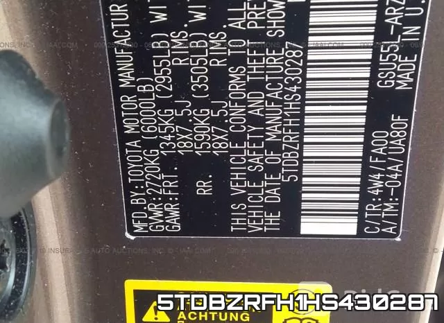 5TDBZRFH1HS430287 фото 10