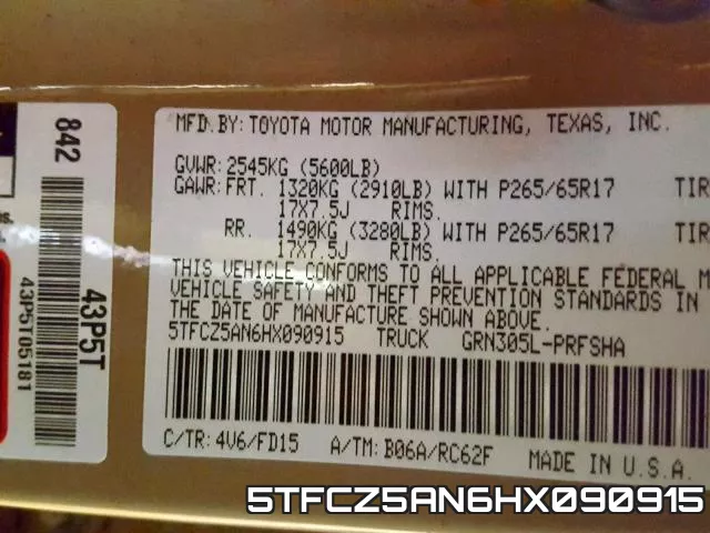 5TFCZ5AN6HX090915 фото 2