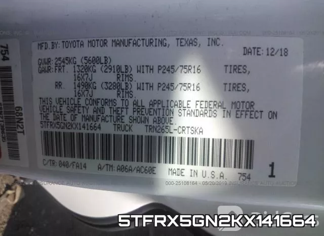 5TFRX5GN2KX141664 фото 10