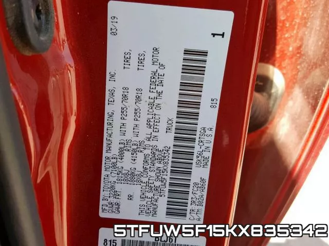 5TFUW5F15KX835342 фото 2