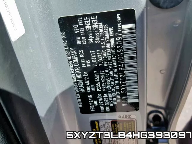 5XYZT3LB4HG393097 фото 2