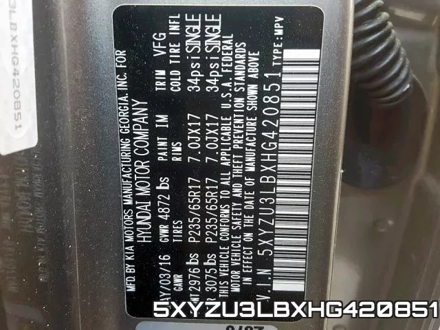 5XYZU3LBXHG420851 фото 2