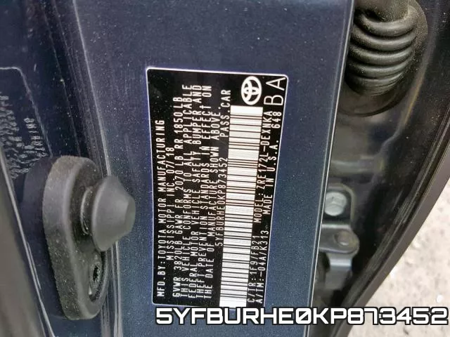 5YFBURHE0KP873452 фото 2