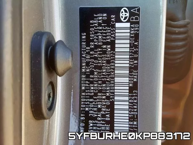 5YFBURHE0KP883172 фото 2