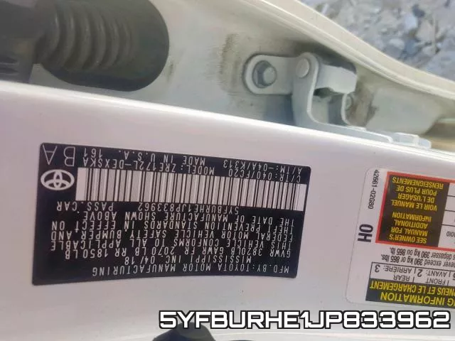 5YFBURHE1JP833962 фото 2