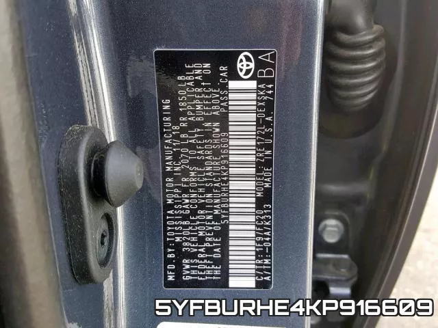 5YFBURHE4KP916609 фото 2