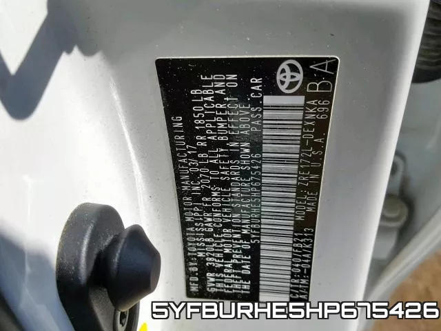 5YFBURHE5HP675426 фото 2