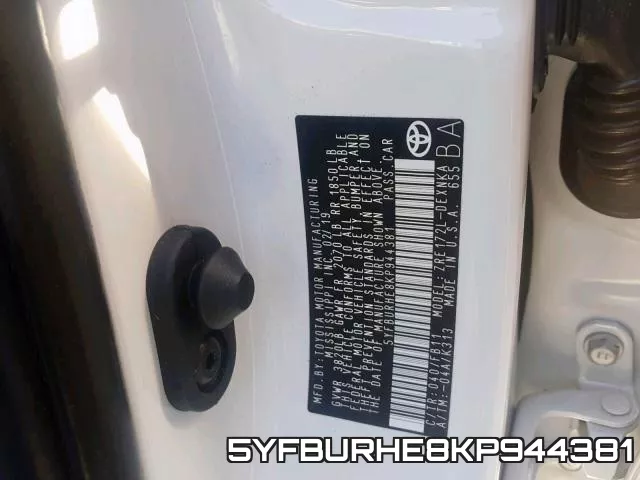 5YFBURHE8KP944381 фото 2