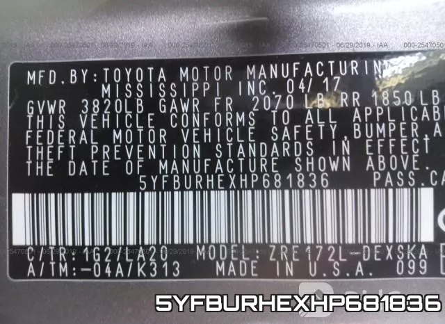 5YFBURHEXHP681836 фото 10