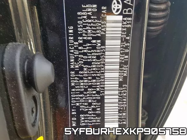 5YFBURHEXKP905758 фото 2
