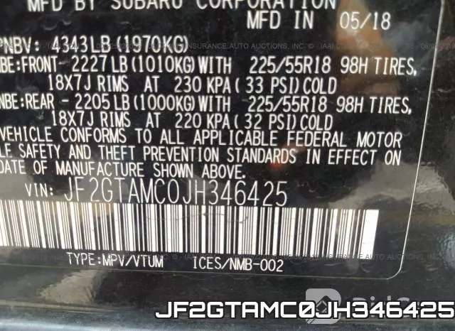 JF2GTAMC0JH346425 фото 10