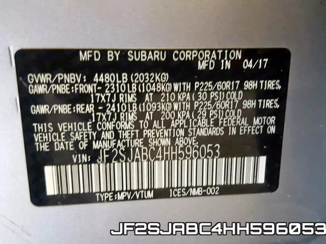 JF2SJABC4HH596053 фото 2