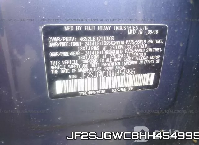 JF2SJGWC8HH454995 фото 10