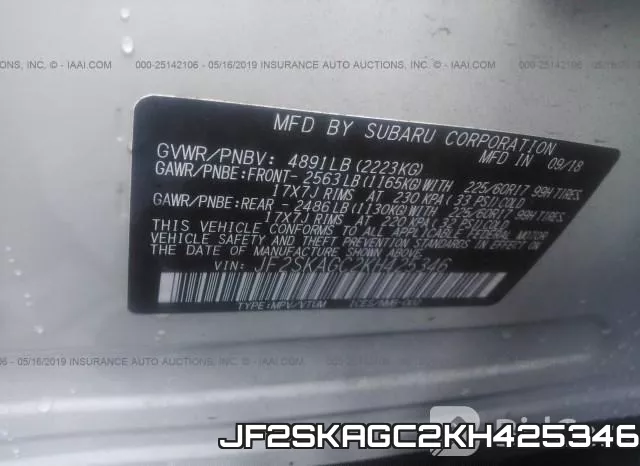 JF2SKAGC2KH425346 фото 10