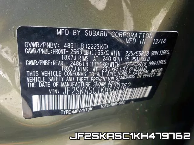 JF2SKASC1KH479762 фото 2