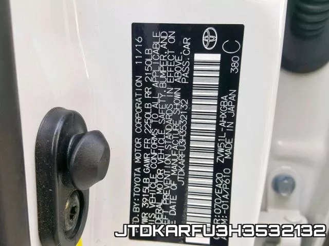 JTDKARFU3H3532132 фото 2