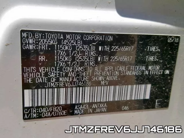 JTMZFREV6JJ746186 фото 2