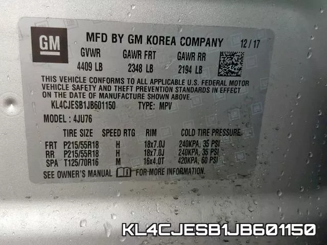 KL4CJESB1JB601150 фото 2
