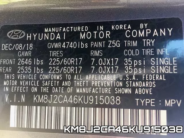 KM8J2CA46KU915038 фото 2