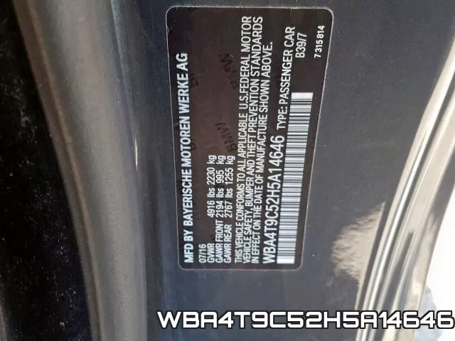 WBA4T9C52H5A14646 фото 2