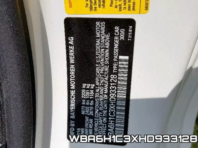 WBA6H1C3XHD933128 фото 2