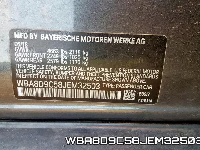 WBA8D9C58JEM32503 фото 2