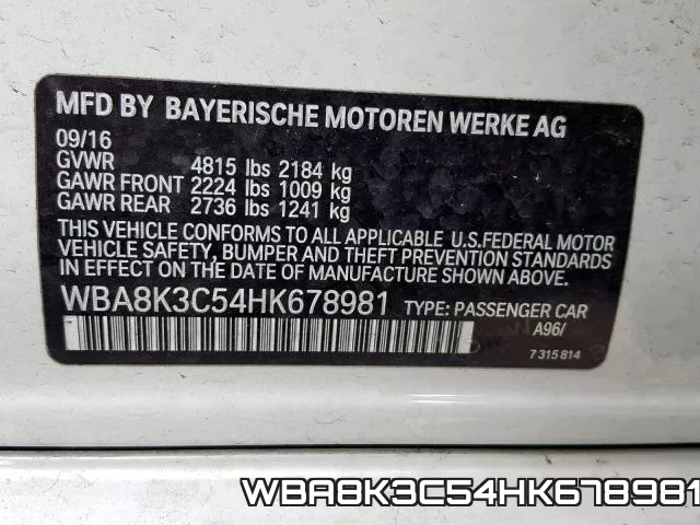 WBA8K3C54HK678981 фото 2