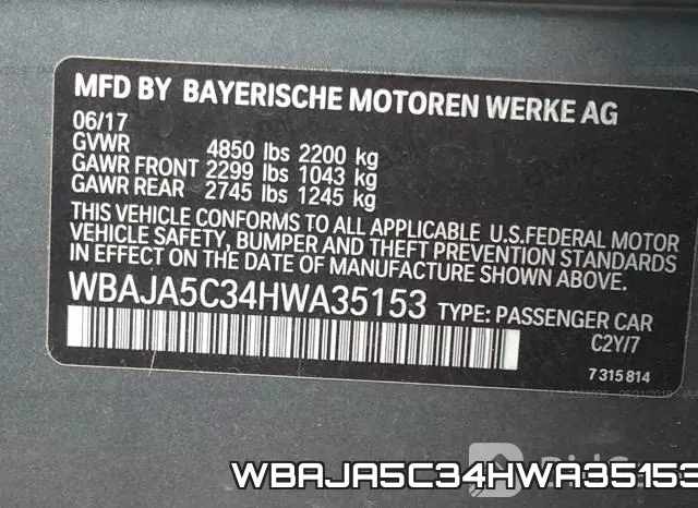 WBAJA5C34HWA35153 фото 10