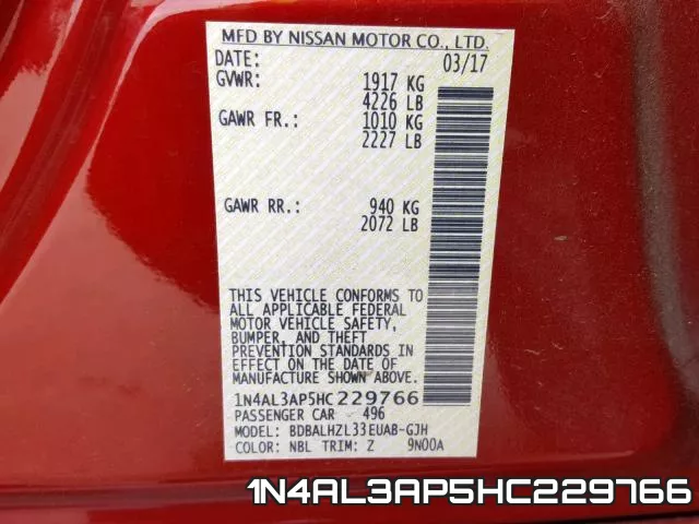 1N4AL3AP5HC229766 фото 2