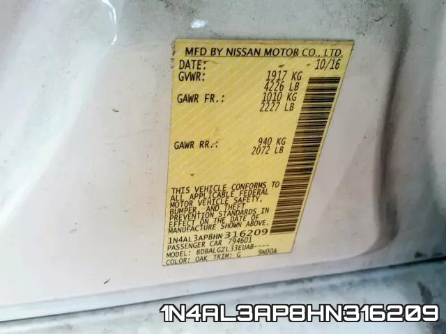 1N4AL3AP8HN316209 фото 2
