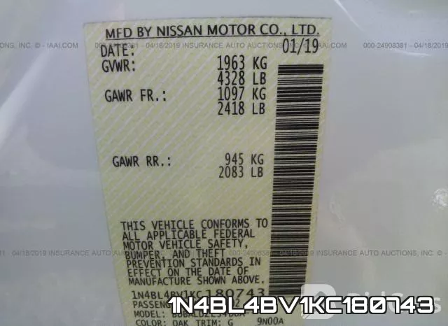 1N4BL4BV1KC180743 фото 10