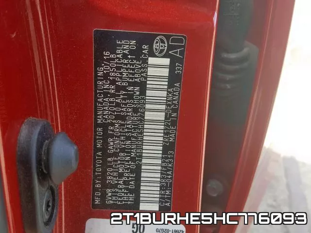 2T1BURHE5HC776093 фото 2