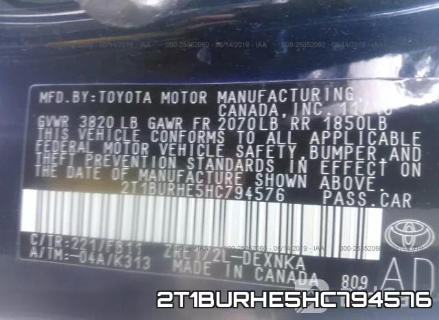 2T1BURHE5HC794576 фото 10
