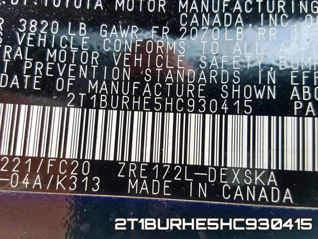 2T1BURHE5HC930415 фото 2