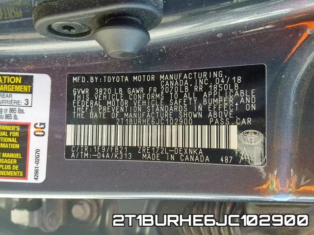 2T1BURHE6JC102900 фото 2