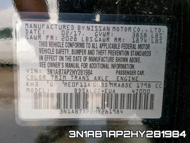 3N1AB7AP2HY281984 фото 2