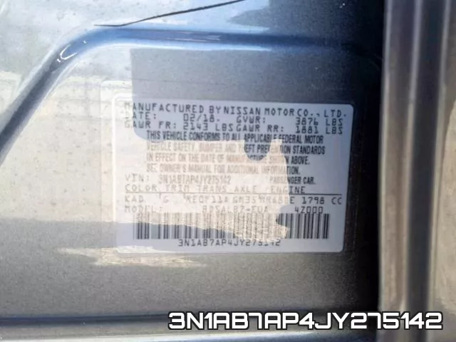 3N1AB7AP4JY275142 фото 2