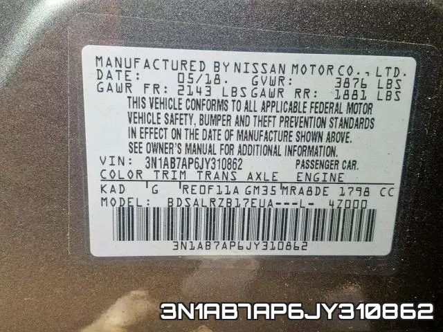3N1AB7AP6JY310862 фото 2