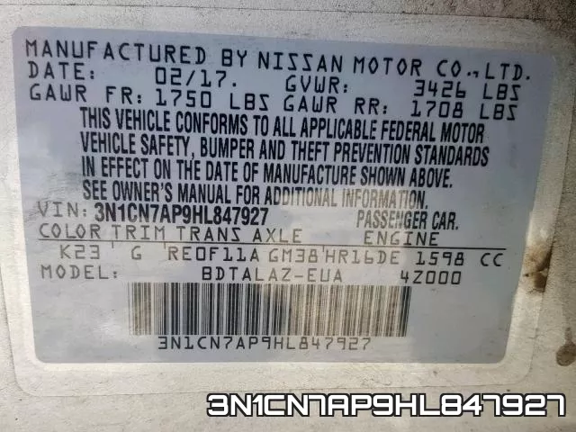 3N1CN7AP9HL847927 фото 2