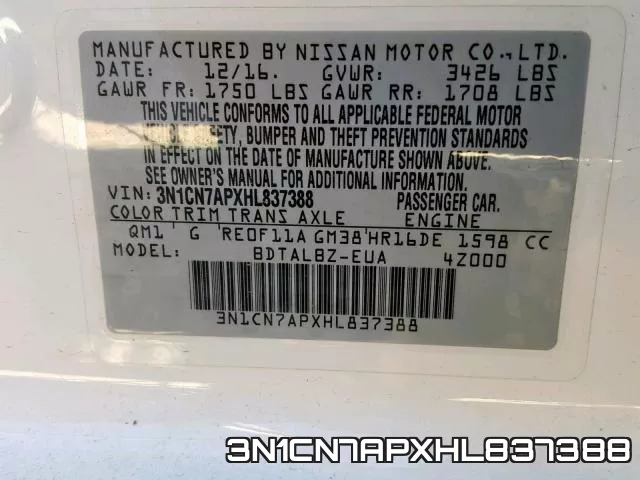 3N1CN7APXHL837388 фото 2