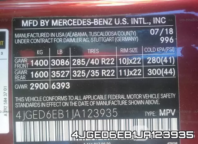 4JGED6EB1JA123935 фото 10