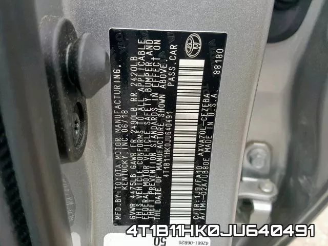 4T1B11HK0JU640491 фото 2