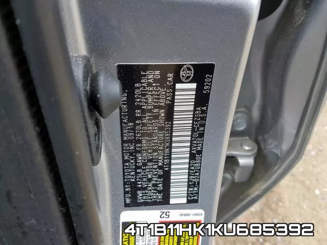 4T1B11HK1KU685392 фото 2