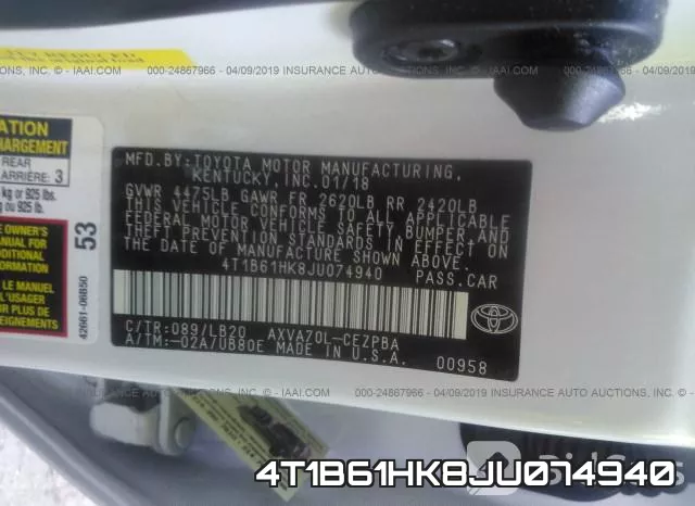 4T1B61HK8JU074940 фото 10