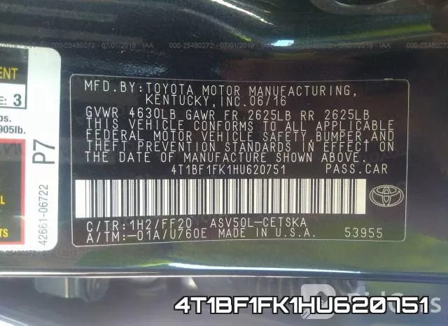 4T1BF1FK1HU620751 фото 10