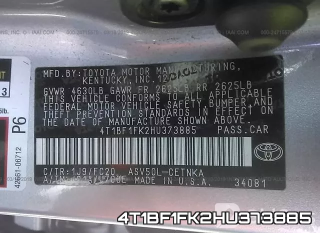 4T1BF1FK2HU373885 фото 10